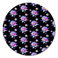 Flowers Pattern Background Lilac Magnet 5  (round) by BangZart