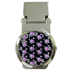 Flowers Pattern Background Lilac Money Clip Watches by BangZart