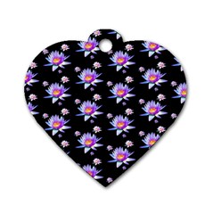 Flowers Pattern Background Lilac Dog Tag Heart (two Sides) by BangZart