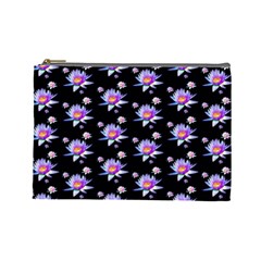 Flowers Pattern Background Lilac Cosmetic Bag (large)  by BangZart