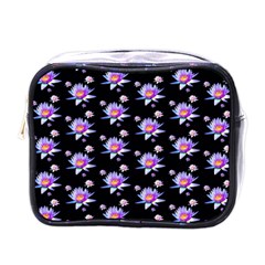 Flowers Pattern Background Lilac Mini Toiletries Bags by BangZart