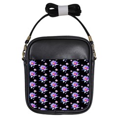 Flowers Pattern Background Lilac Girls Sling Bags by BangZart