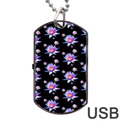 Flowers Pattern Background Lilac Dog Tag Usb Flash (one Side) by BangZart