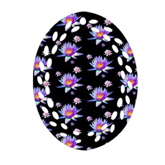 Flowers Pattern Background Lilac Ornament (oval Filigree)