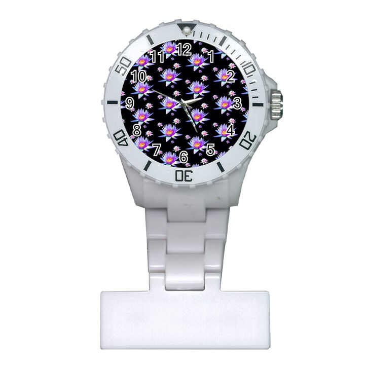 Flowers Pattern Background Lilac Plastic Nurses Watch