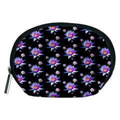 Flowers Pattern Background Lilac Accessory Pouches (medium)  by BangZart