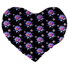 Flowers Pattern Background Lilac Large 19  Premium Flano Heart Shape Cushions by BangZart