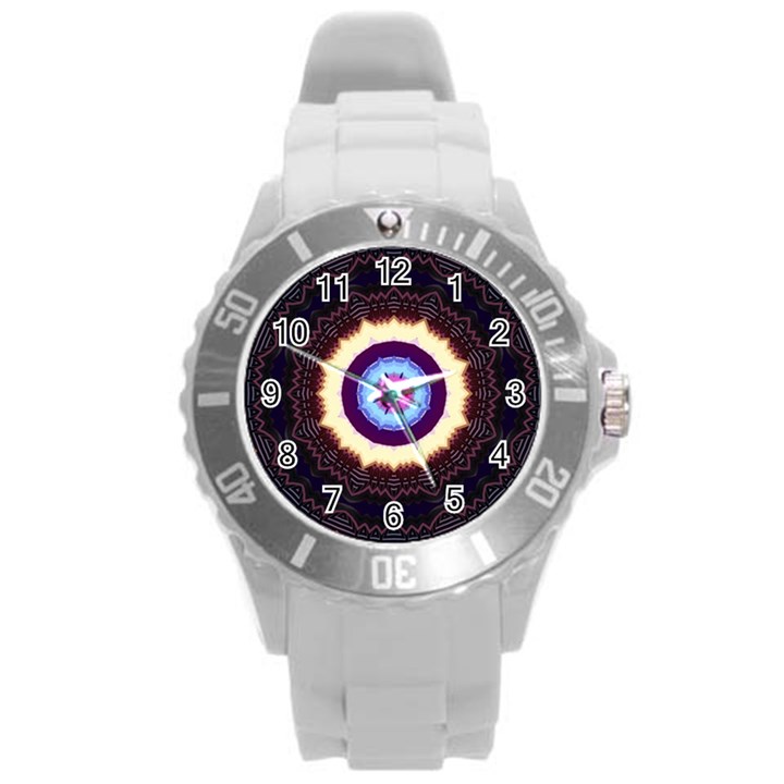 Mandala Art Design Pattern Round Plastic Sport Watch (L)