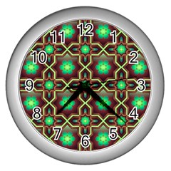 Pattern Background Bright Brown Wall Clocks (silver)  by BangZart