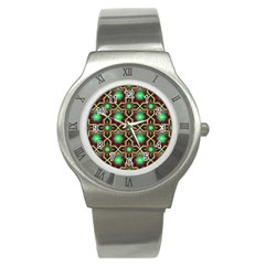 Pattern Background Bright Brown Stainless Steel Watch by BangZart