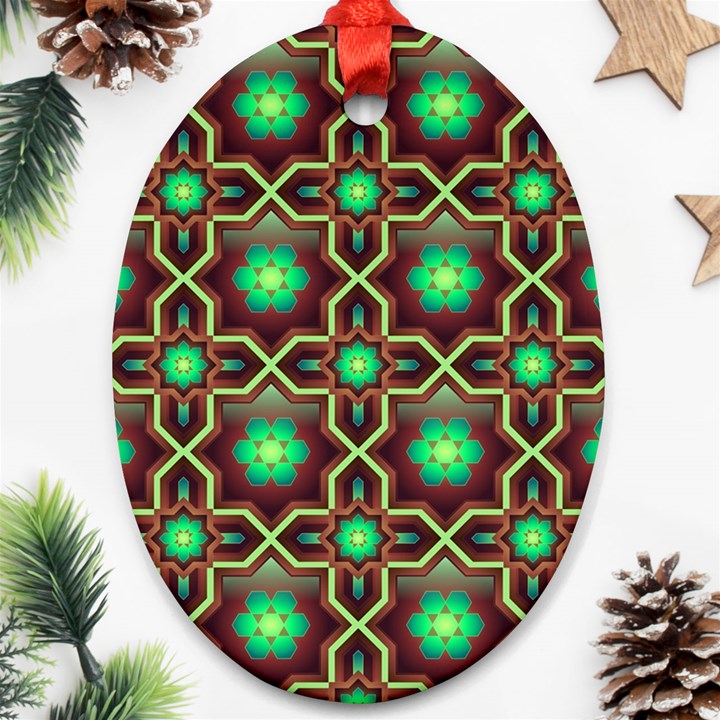 Pattern Background Bright Brown Oval Ornament (Two Sides)