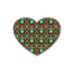 Pattern Background Bright Brown Rubber Coaster (heart)  by BangZart