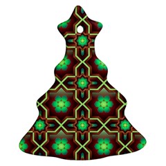 Pattern Background Bright Brown Christmas Tree Ornament (two Sides)