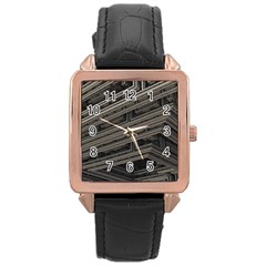 Fractal 3d Construction Industry Rose Gold Leather Watch  by BangZart