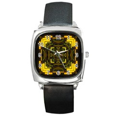 Abstract Glow Kaleidoscopic Light Square Metal Watch by BangZart