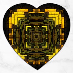 Abstract Glow Kaleidoscopic Light Jigsaw Puzzle (heart) by BangZart