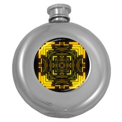 Abstract Glow Kaleidoscopic Light Round Hip Flask (5 Oz) by BangZart