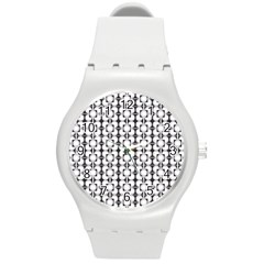 Pattern Background Texture Black Round Plastic Sport Watch (m) by BangZart