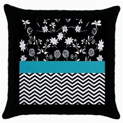 Flowers Turquoise Pattern Floral Throw Pillow Case (black) by BangZart