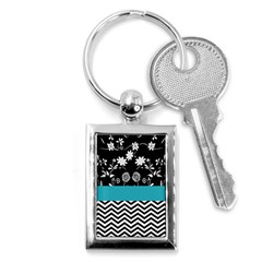 Flowers Turquoise Pattern Floral Key Chains (rectangle)  by BangZart