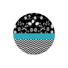 Flowers Turquoise Pattern Floral Magnet 3  (round) by BangZart