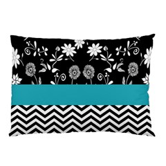 Flowers Turquoise Pattern Floral Pillow Case (two Sides) by BangZart