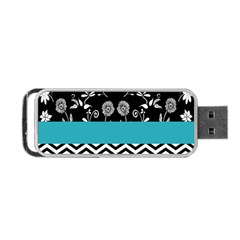 Flowers Turquoise Pattern Floral Portable Usb Flash (one Side) by BangZart