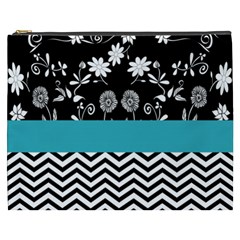 Flowers Turquoise Pattern Floral Cosmetic Bag (xxxl)  by BangZart