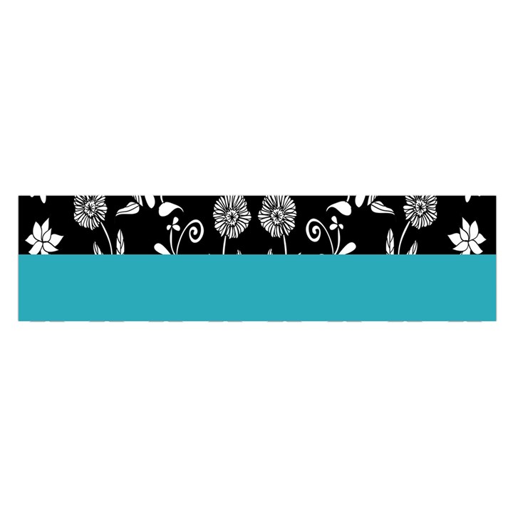 Flowers Turquoise Pattern Floral Satin Scarf (Oblong)