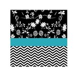 Flowers Turquoise Pattern Floral Small Satin Scarf (Square) Front