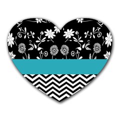 Flowers Turquoise Pattern Floral Heart Mousepads by BangZart