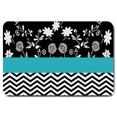 Flowers Turquoise Pattern Floral Large Doormat  by BangZart