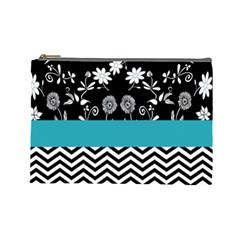 Flowers Turquoise Pattern Floral Cosmetic Bag (large)  by BangZart