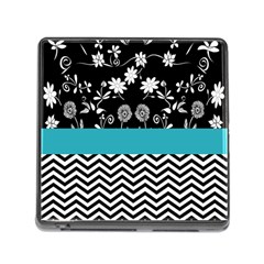 Flowers Turquoise Pattern Floral Memory Card Reader (square) by BangZart