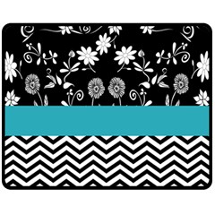 Flowers Turquoise Pattern Floral Fleece Blanket (medium)  by BangZart