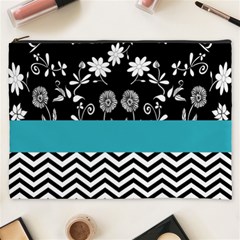 Flowers Turquoise Pattern Floral Cosmetic Bag (xxxl)  by BangZart