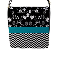 Flowers Turquoise Pattern Floral Flap Messenger Bag (l)  by BangZart