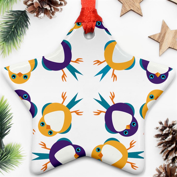 Pattern Circular Birds Star Ornament (Two Sides)