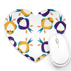 Pattern Circular Birds Heart Mousepads by BangZart