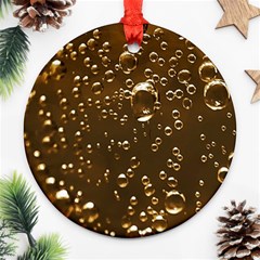 Festive Bubbles Sparkling Wine Champagne Golden Water Drops Ornament (round) by yoursparklingshop