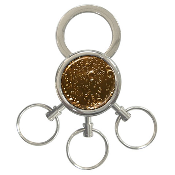 Festive Bubbles Sparkling Wine Champagne Golden Water Drops 3-Ring Key Chains