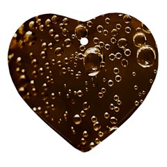 Festive Bubbles Sparkling Wine Champagne Golden Water Drops Heart Ornament (two Sides) by yoursparklingshop