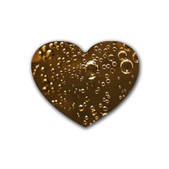 Festive Bubbles Sparkling Wine Champagne Golden Water Drops Rubber Coaster (heart)  by yoursparklingshop