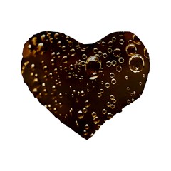 Festive Bubbles Sparkling Wine Champagne Golden Water Drops Standard 16  Premium Heart Shape Cushions by yoursparklingshop