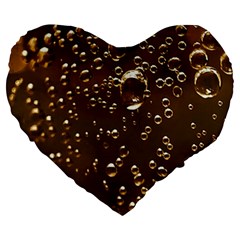 Festive Bubbles Sparkling Wine Champagne Golden Water Drops Large 19  Premium Heart Shape Cushions by yoursparklingshop