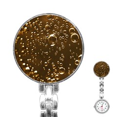 Festive Bubbles Sparkling Wine Champagne Golden Water Drops Stainless Steel Nurses Watch by yoursparklingshop