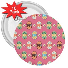 Cute Eggs Pattern 3  Buttons (10 Pack)  by linceazul