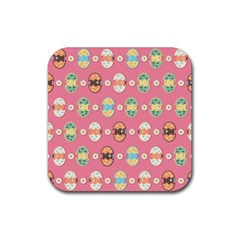 Cute Eggs Pattern Rubber Coaster (square)  by linceazul