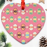 Cute Eggs Pattern Heart Ornament (Two Sides) Front