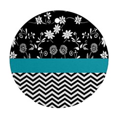 Flowers Turquoise Pattern Floral Ornament (round) by BangZart